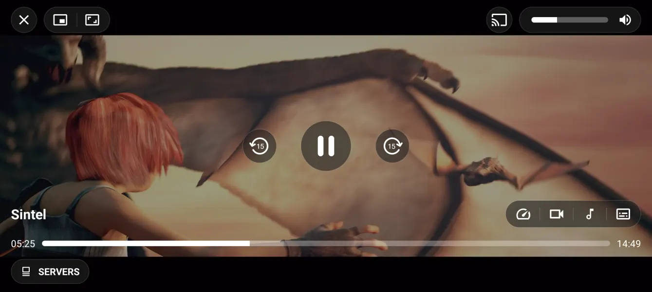 EasyCine phone app: the player showing an open movie