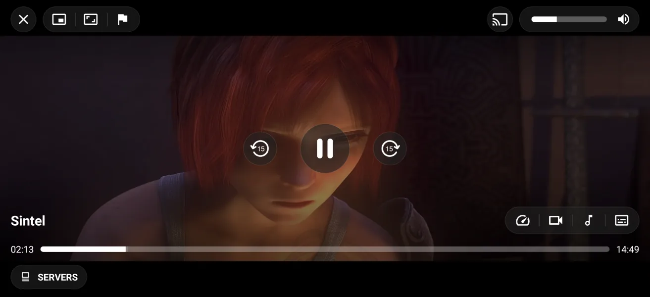 EasyCine phone app: the player showing an open movie